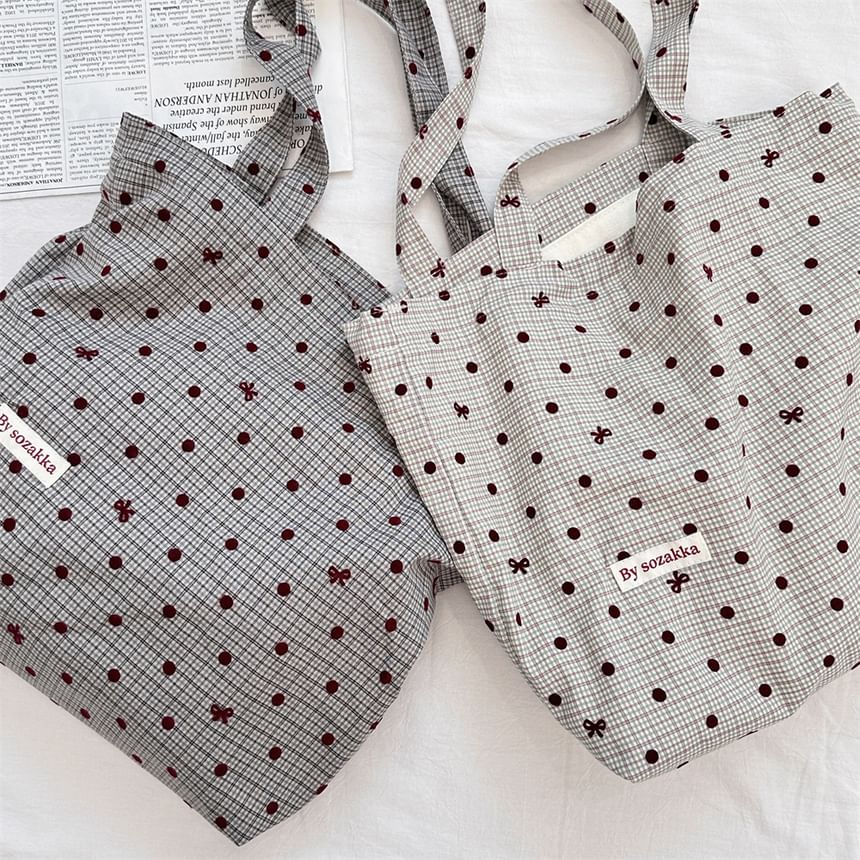 Dotted Plaid Tote Bag SpreePicky