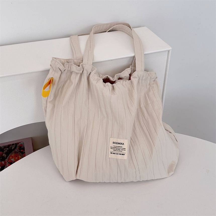 Plain Applique Drawstring Tote Bag SpreePicky