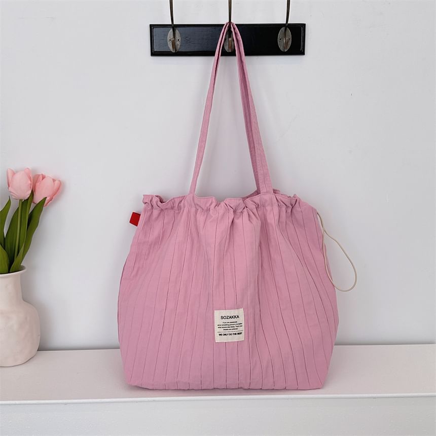 Plain Applique Drawstring Tote Bag SpreePicky