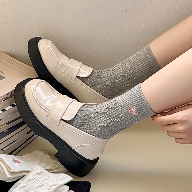 Embroidered Ribbed Socks SpreePicky