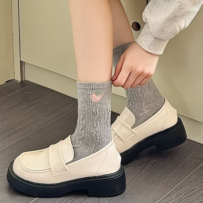 Embroidered Ribbed Socks SpreePicky