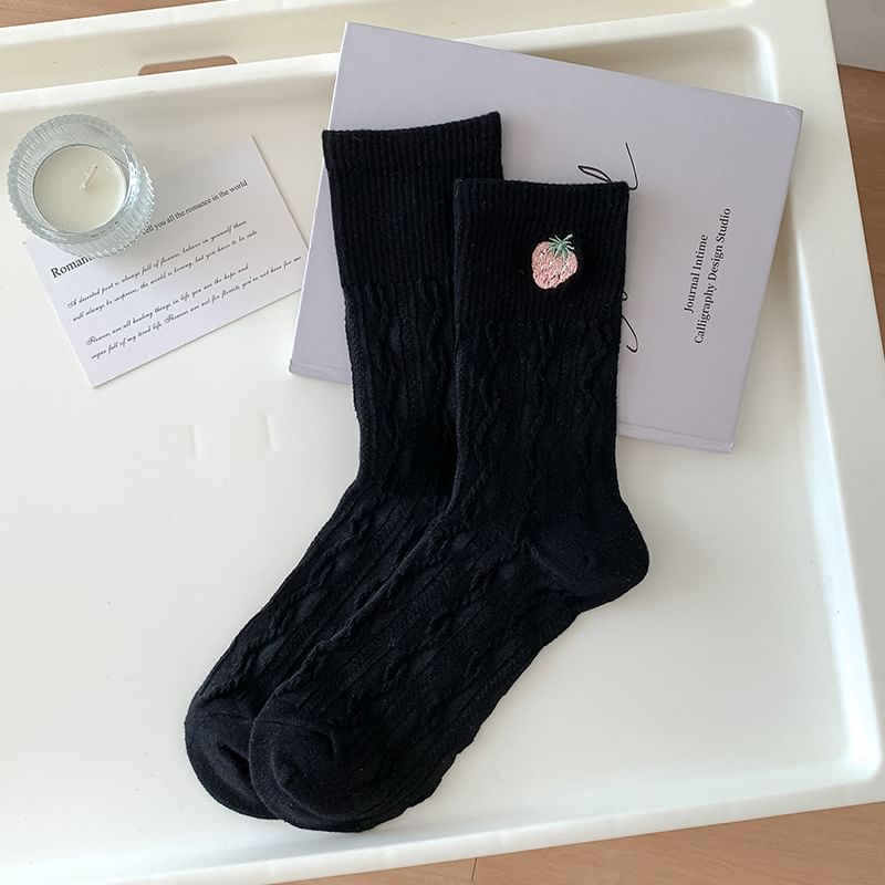 Embroidered Ribbed Socks SpreePicky