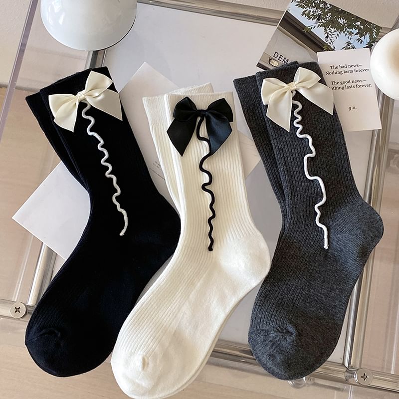 Bow Ribbed Socks SpreePicky