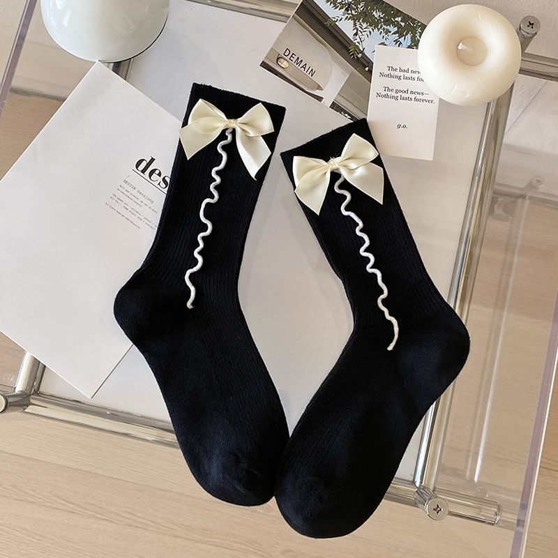 Bow Ribbed Socks SpreePicky