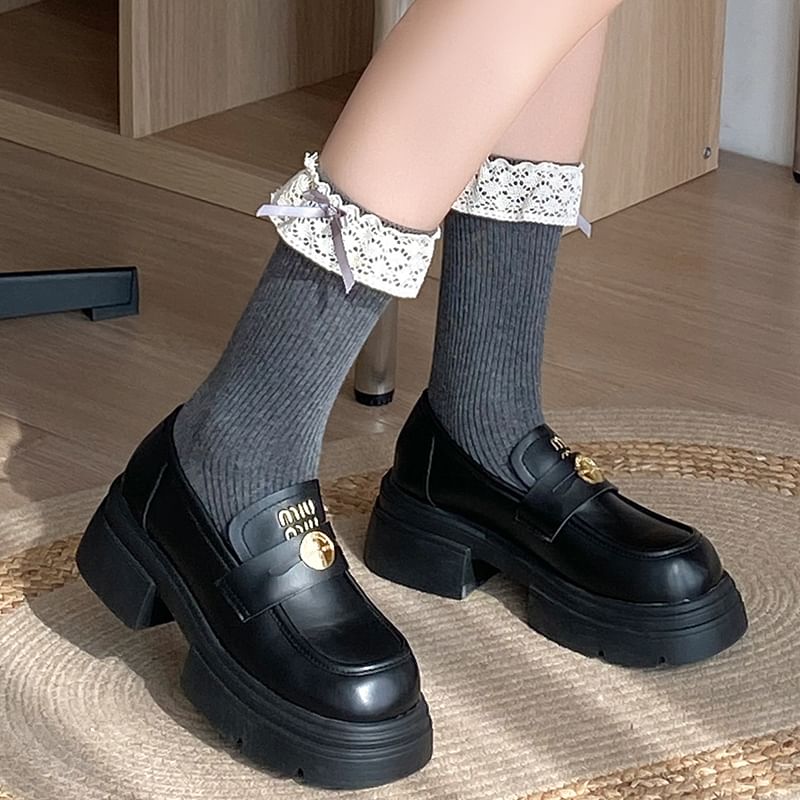 Bow Lace Trim Ribbed Socks / Set SpreePicky