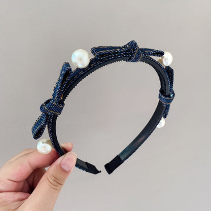 Beaded Ribbon Denim Headband SpreePicky