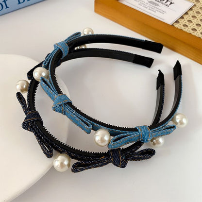 Beaded Ribbon Denim Headband SpreePicky