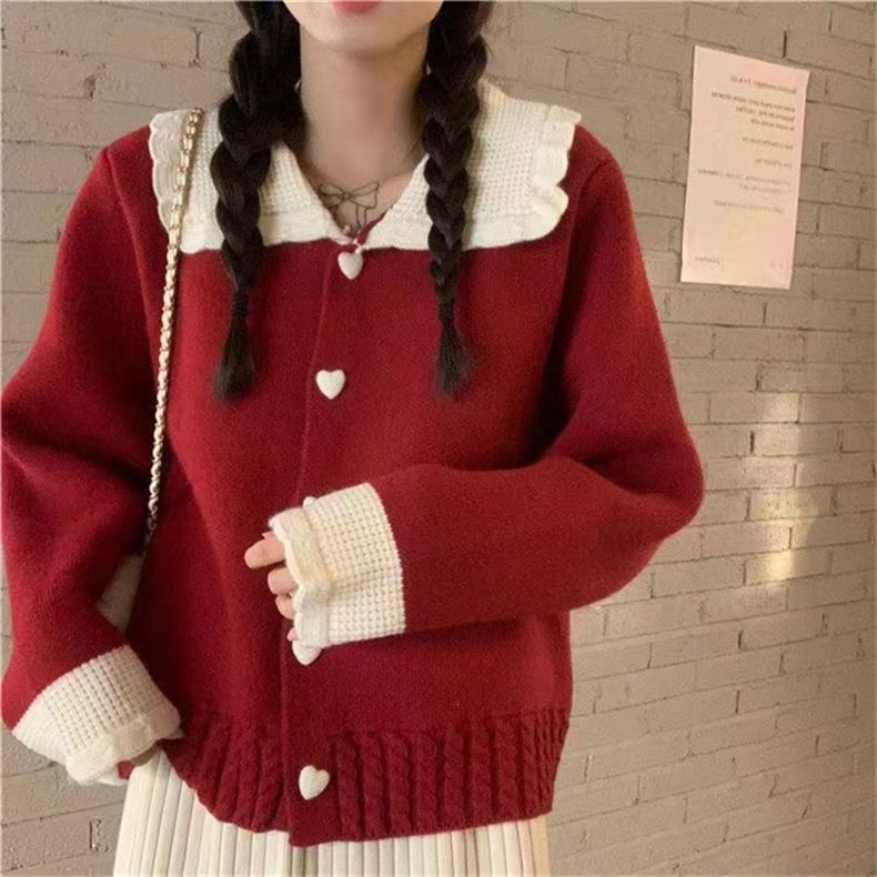 Peter Pan-Collar Soft Cardigan SpreePicky