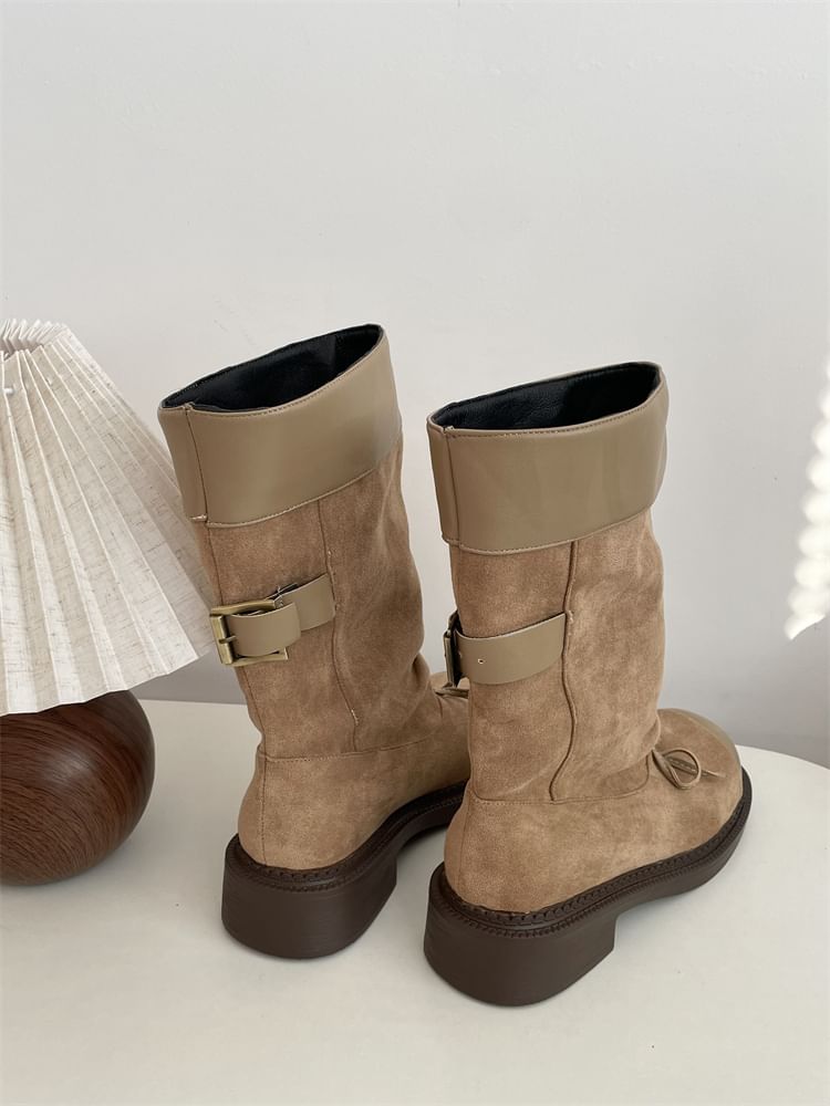 Cap Toe Bow Platform Chunky Heel Short Boots SpreePicky