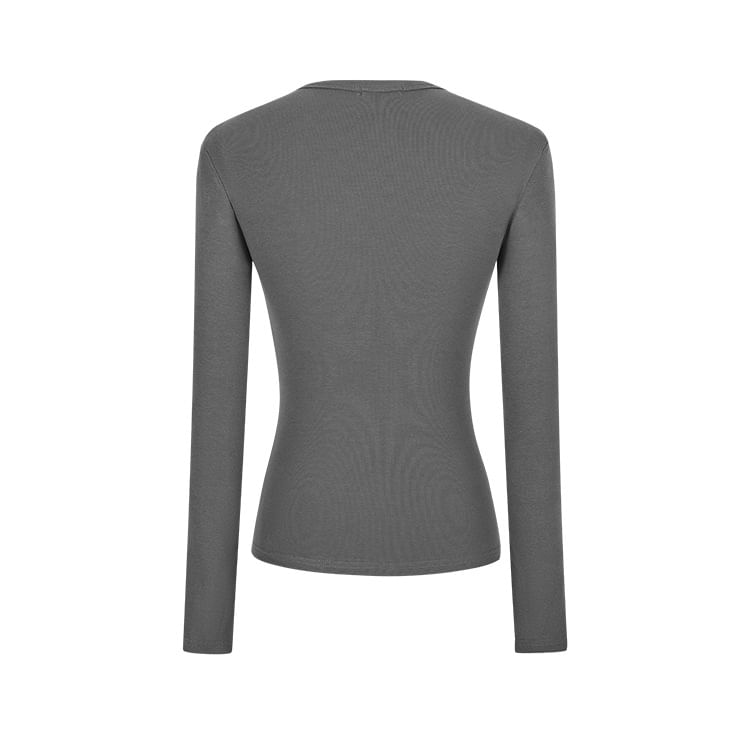 Long-Sleeve Round Neck Slim Fit Tee SpreePicky