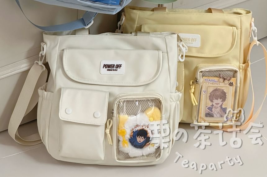 Plain Multi-Pocket Crossbody Tote Bag SpreePicky