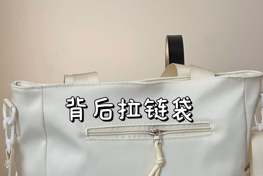 Plain Multi-Pocket Crossbody Tote Bag SpreePicky