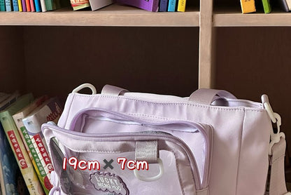 Plain Transparent Panel Crossbody Tote Bag SpreePicky