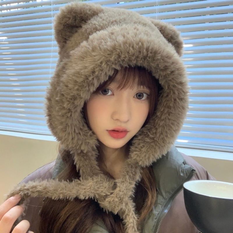 Bear Ear Chenille Knit Hat SpreePicky