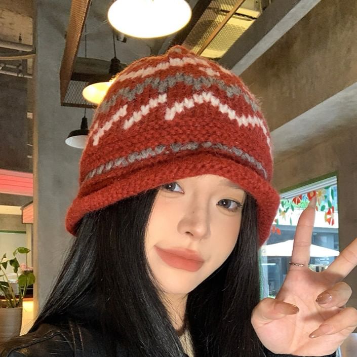 Patterned Knit Bucket Hat SpreePicky