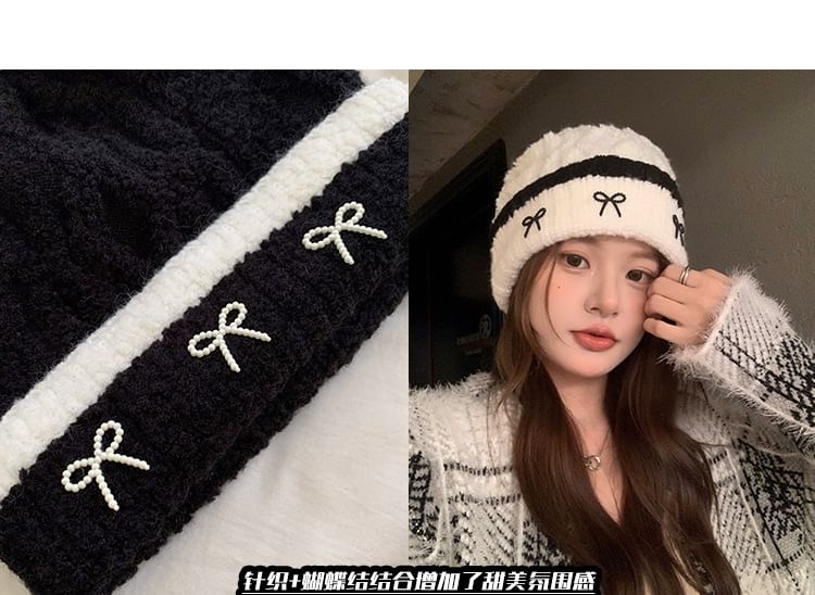 Bow Knit Beanie SpreePicky