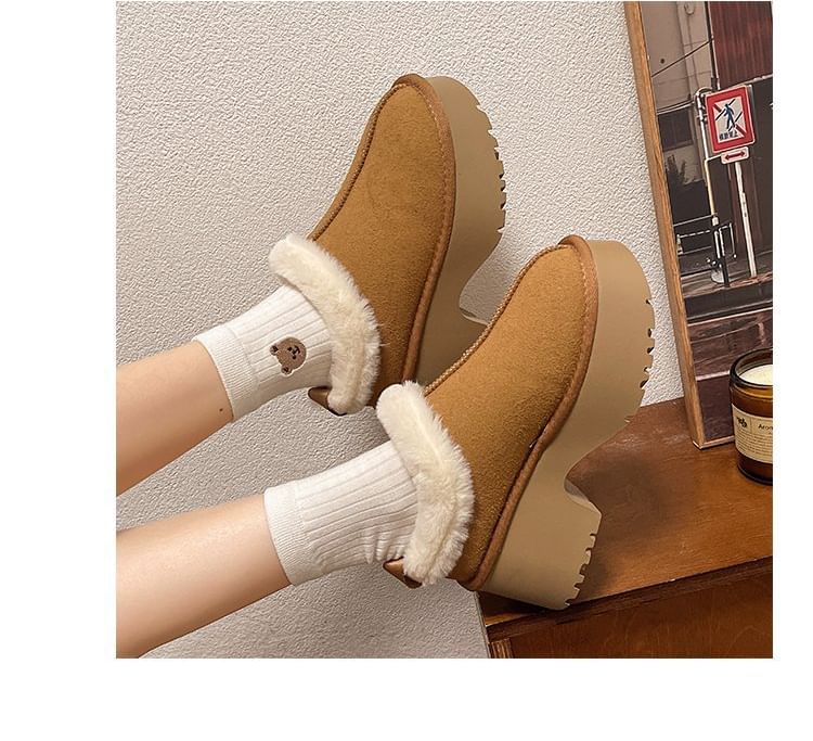 Fleece-Lined Platform Ankle Boots SpreePicky