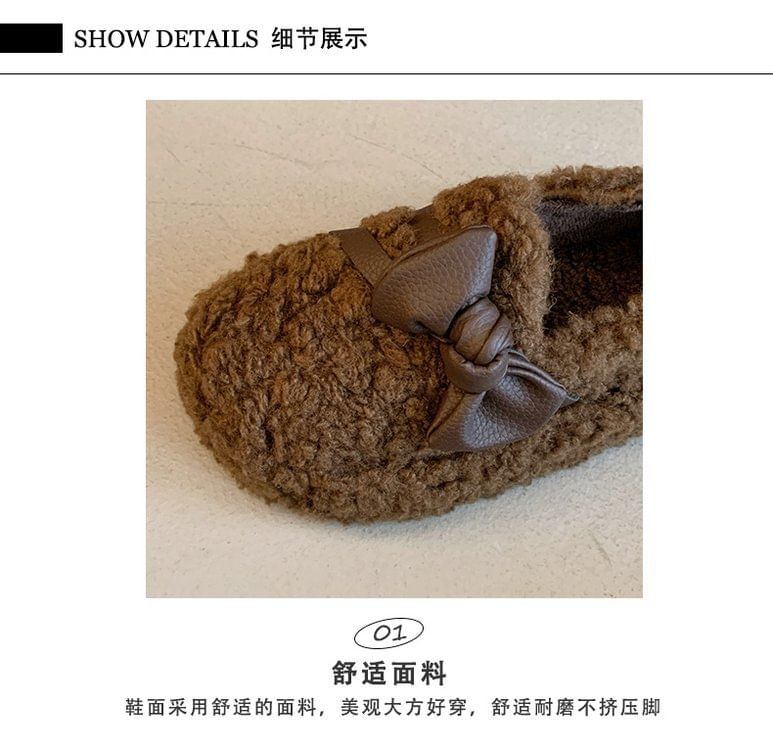 Bow Fleece Platform Slip-Ons SpreePicky