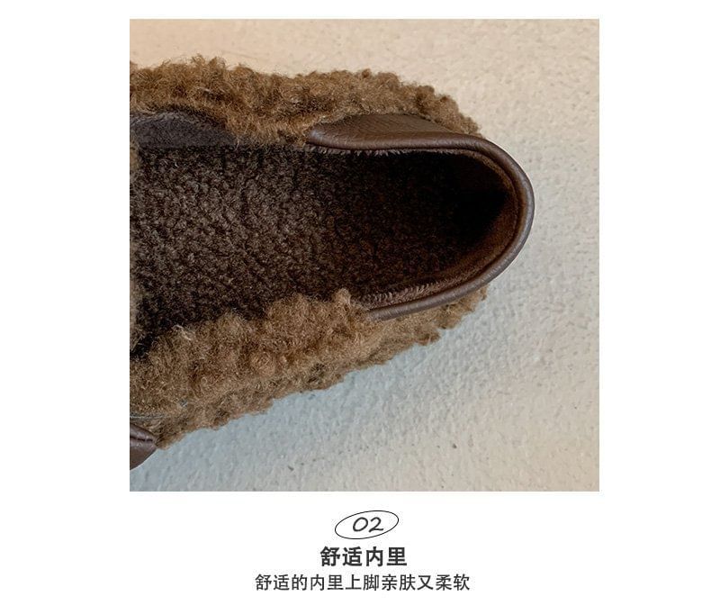 Bow Fleece Platform Slip-Ons SpreePicky