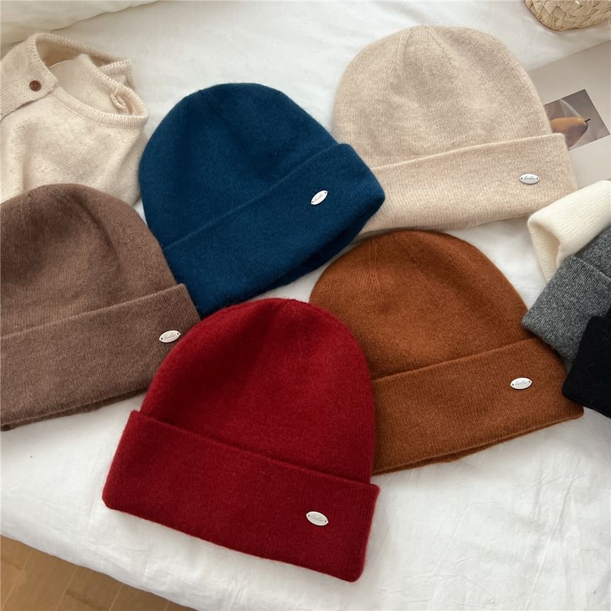 Metal Plate Knit Beanie SpreePicky