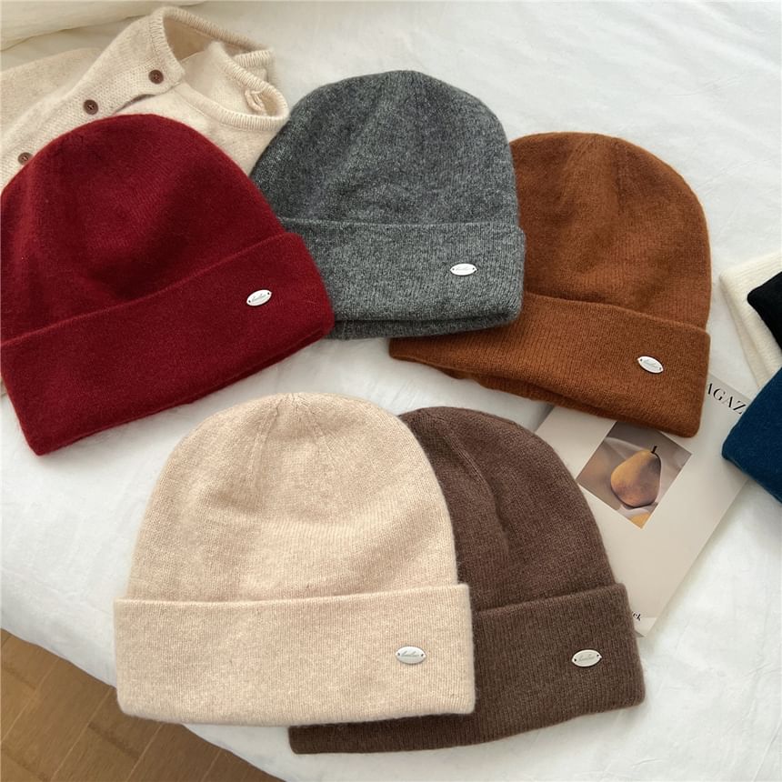 Metal Plate Knit Beanie SpreePicky