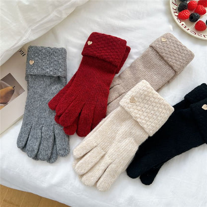 Metal Heart Touchscreen Knit Gloves SpreePicky