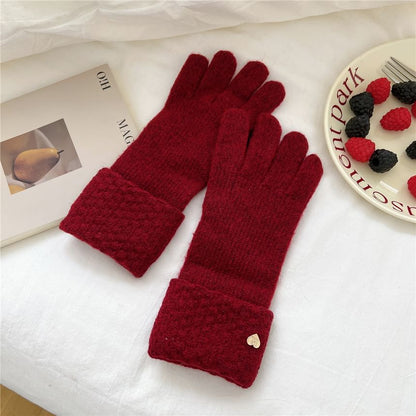 Metal Heart Touchscreen Knit Gloves SpreePicky