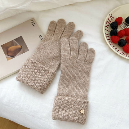 Metal Heart Touchscreen Knit Gloves SpreePicky