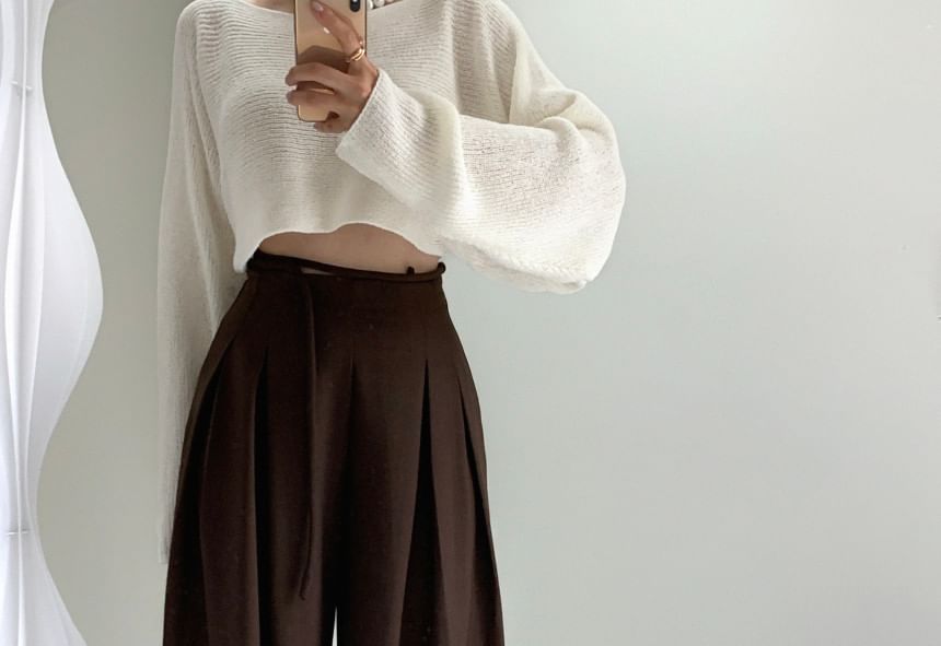 High Rise Plain Pleated Wide Leg Suit Pants SpreePicky