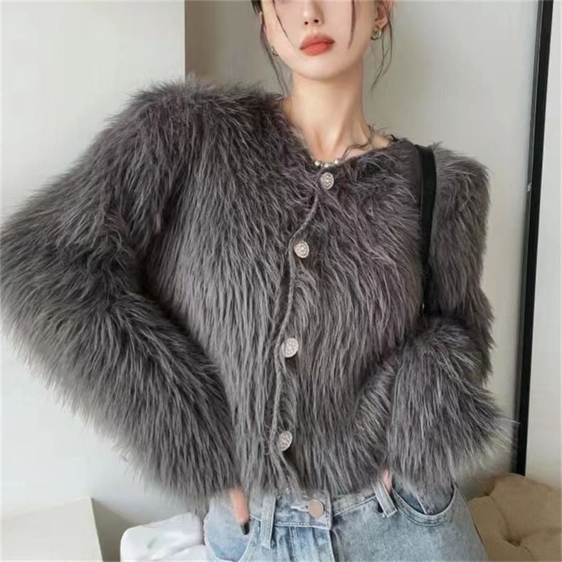 Soft Furry-Knit Cardigan SpreePicky