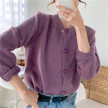 Oversized Crew-Neck Cardigan in 5 Colors SpreePicky