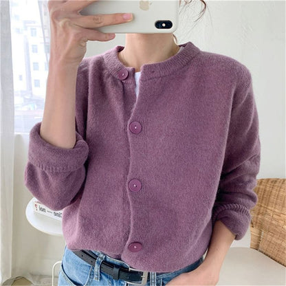 Oversized Crew-Neck Cardigan in 5 Colors SpreePicky