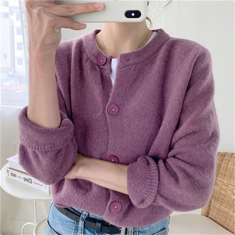 Oversized Crew-Neck Cardigan in 5 Colors SpreePicky