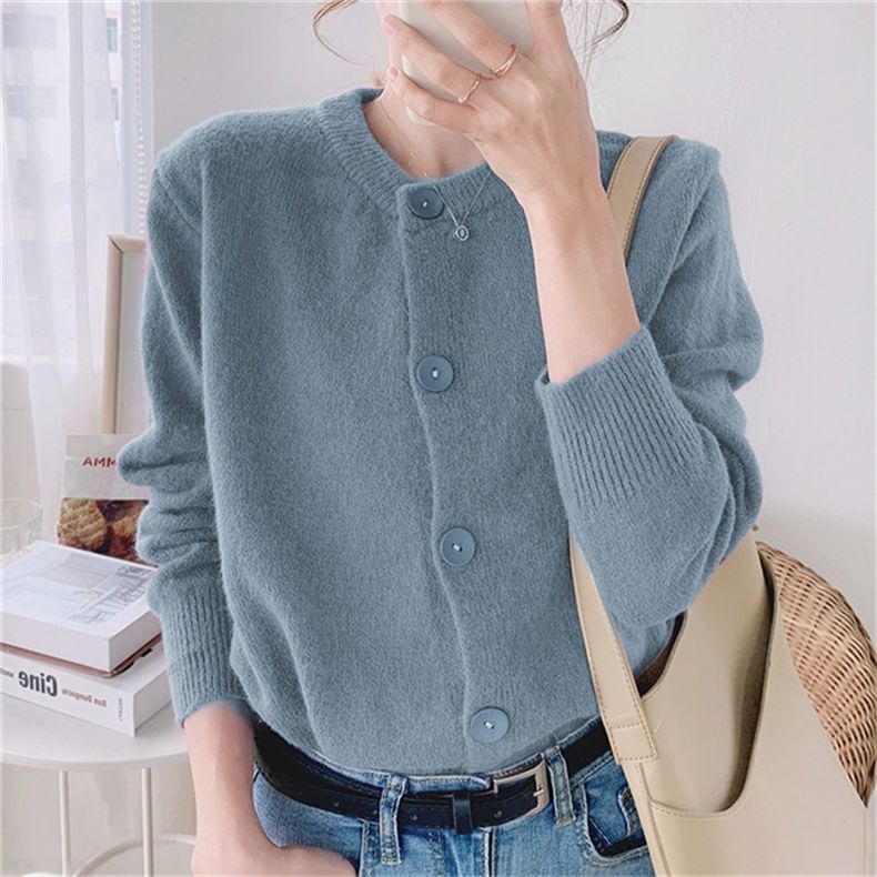 Oversized Crew-Neck Cardigan in 5 Colors SpreePicky