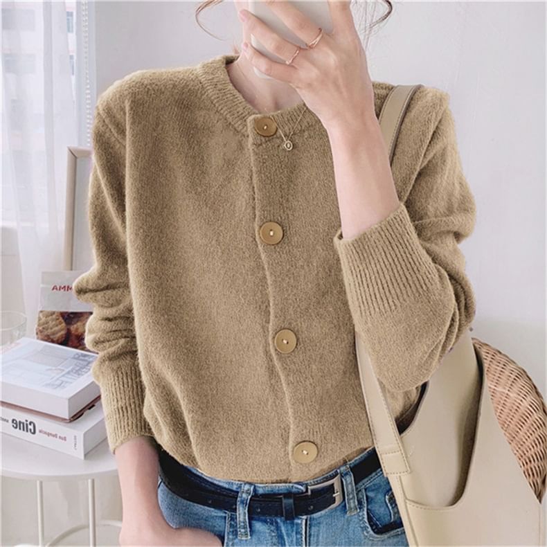 Oversized Crew-Neck Cardigan in 5 Colors SpreePicky