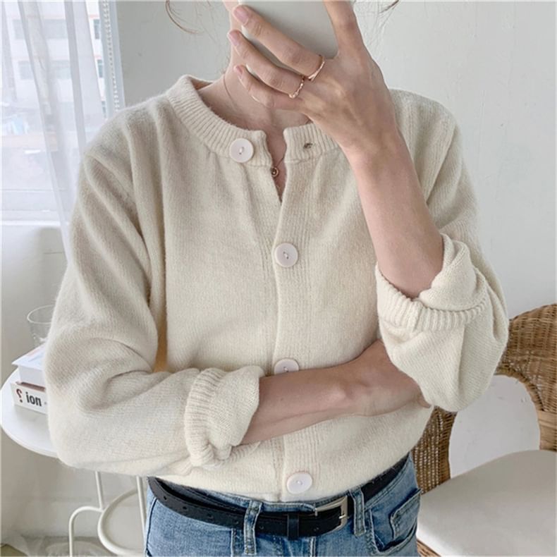 Oversized Crew-Neck Cardigan in 5 Colors SpreePicky