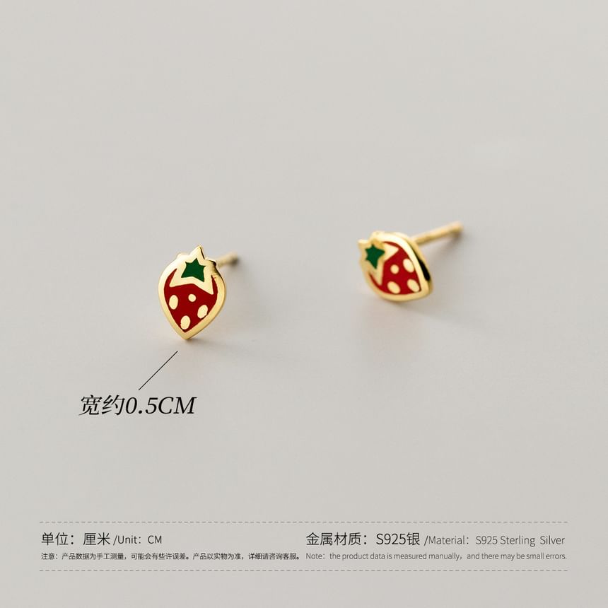 S925 Sterling Silver Strawberry Stud Earring SpreePicky