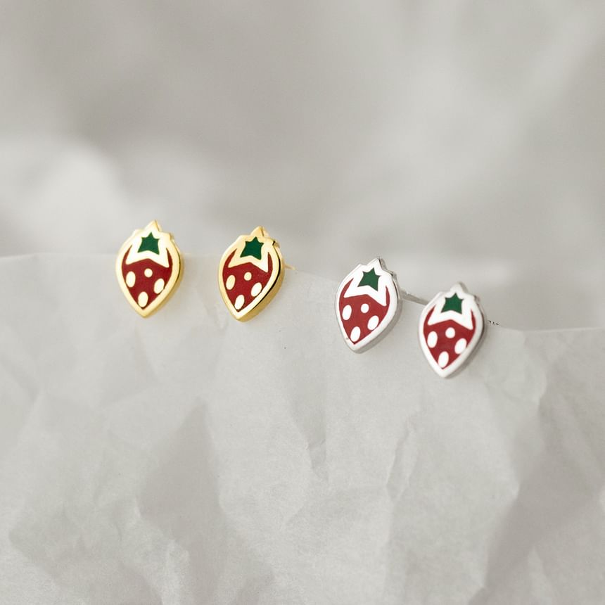 S925 Sterling Silver Strawberry Stud Earring SpreePicky