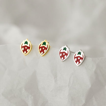 S925 Sterling Silver Strawberry Stud Earring SpreePicky