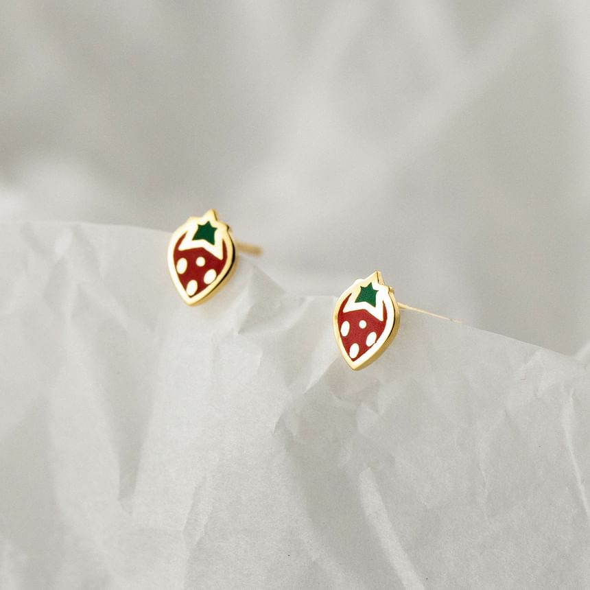 S925 Sterling Silver Strawberry Stud Earring SpreePicky