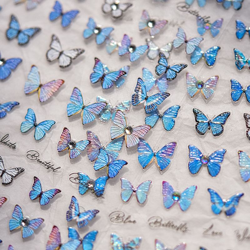 Blue Butterfly Nail Art Stickers SpreePicky