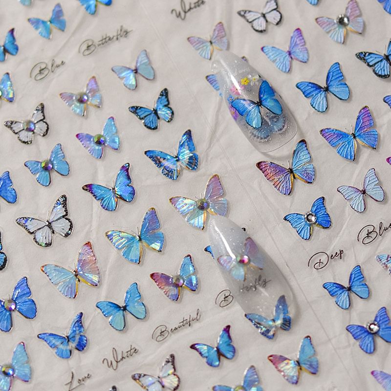 Blue Butterfly Nail Art Stickers SpreePicky