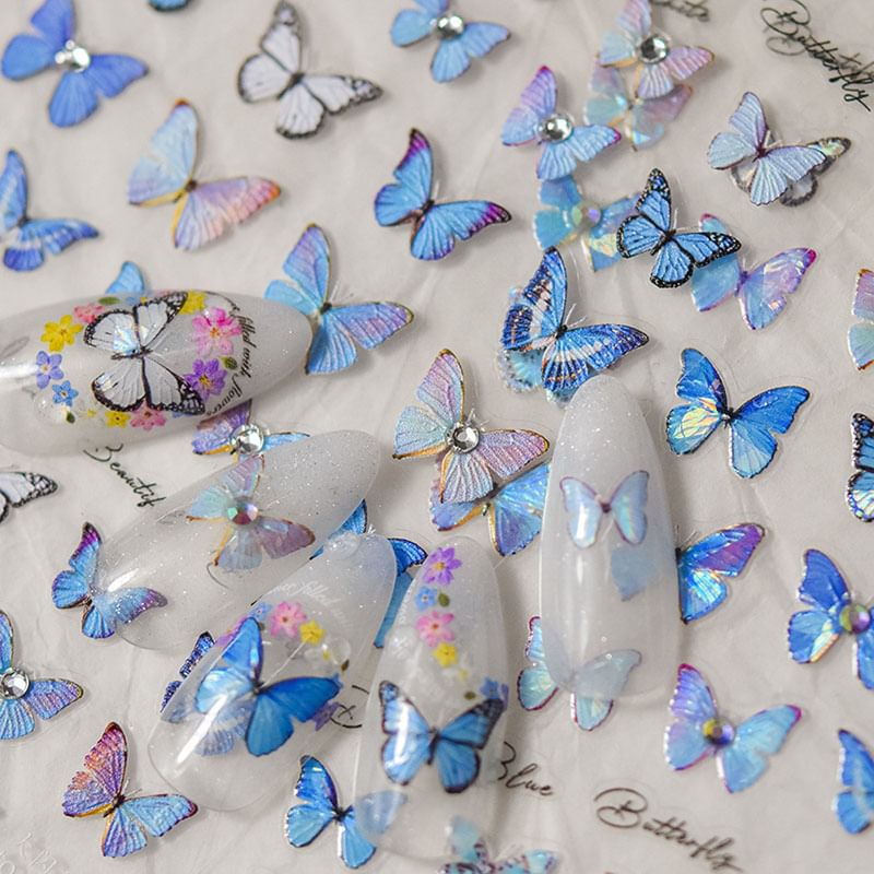 Blue Butterfly Nail Art Stickers SpreePicky