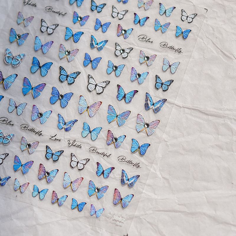 Blue Butterfly Nail Art Stickers SpreePicky