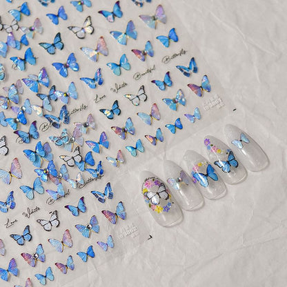 Blue Butterfly Nail Art Stickers SpreePicky