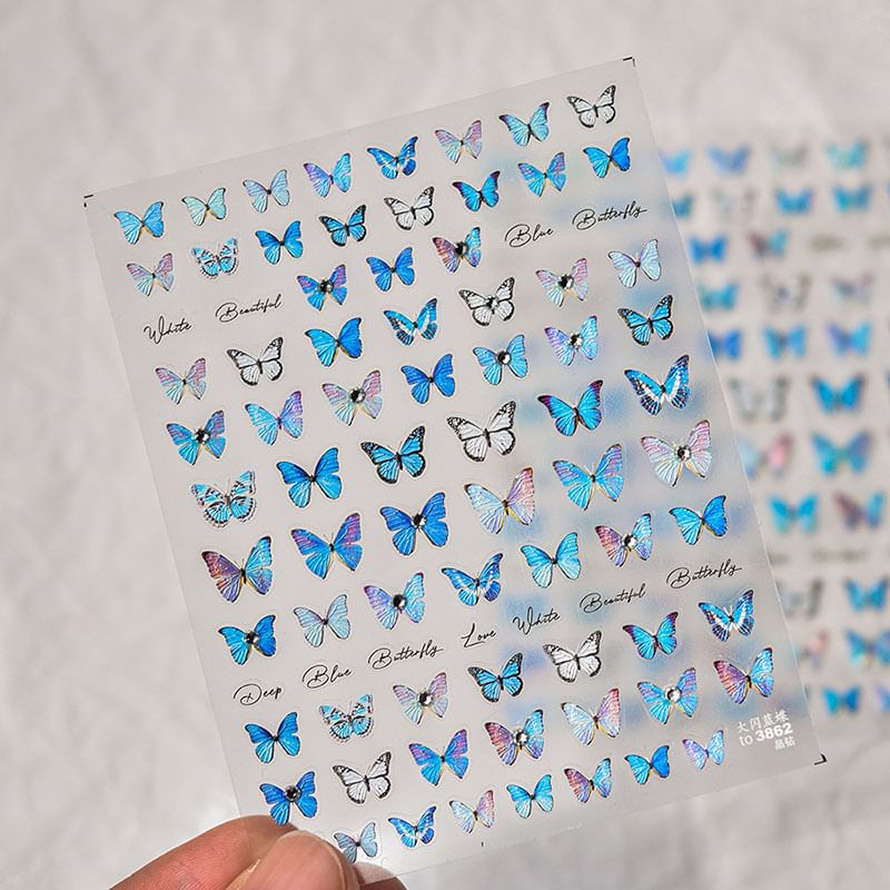 Blue Butterfly Nail Art Stickers SpreePicky