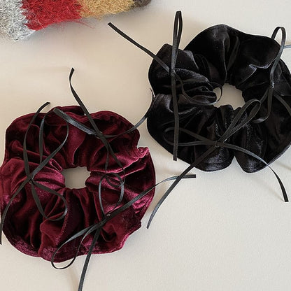 Bow Accent Velvet Scrunchie SpreePicky