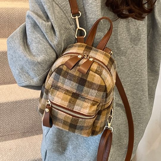 Plaid Zip Backpack SpreePicky