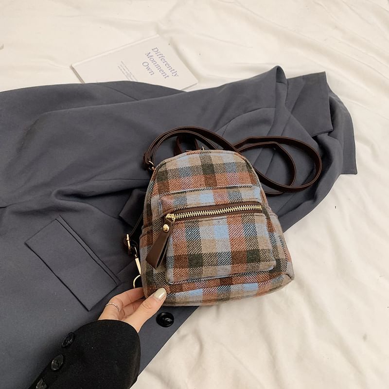 Plaid Zip Backpack SpreePicky