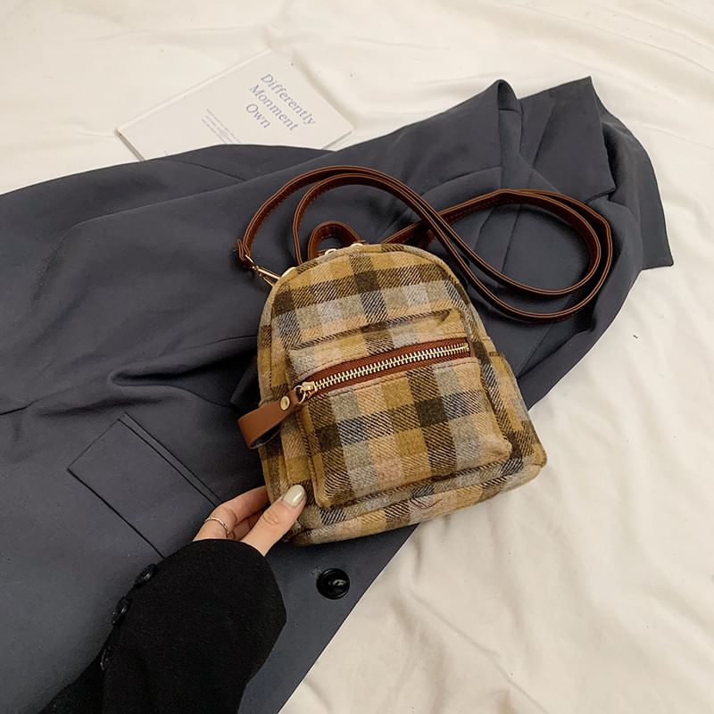 Plaid Zip Backpack SpreePicky